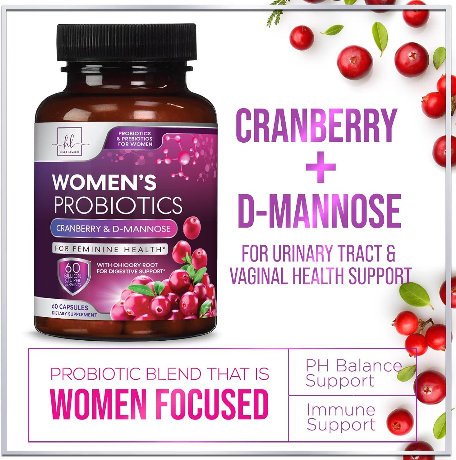 Probiotics For Women 60 Billion CFU – Women’s Digestive & Vaginal Health