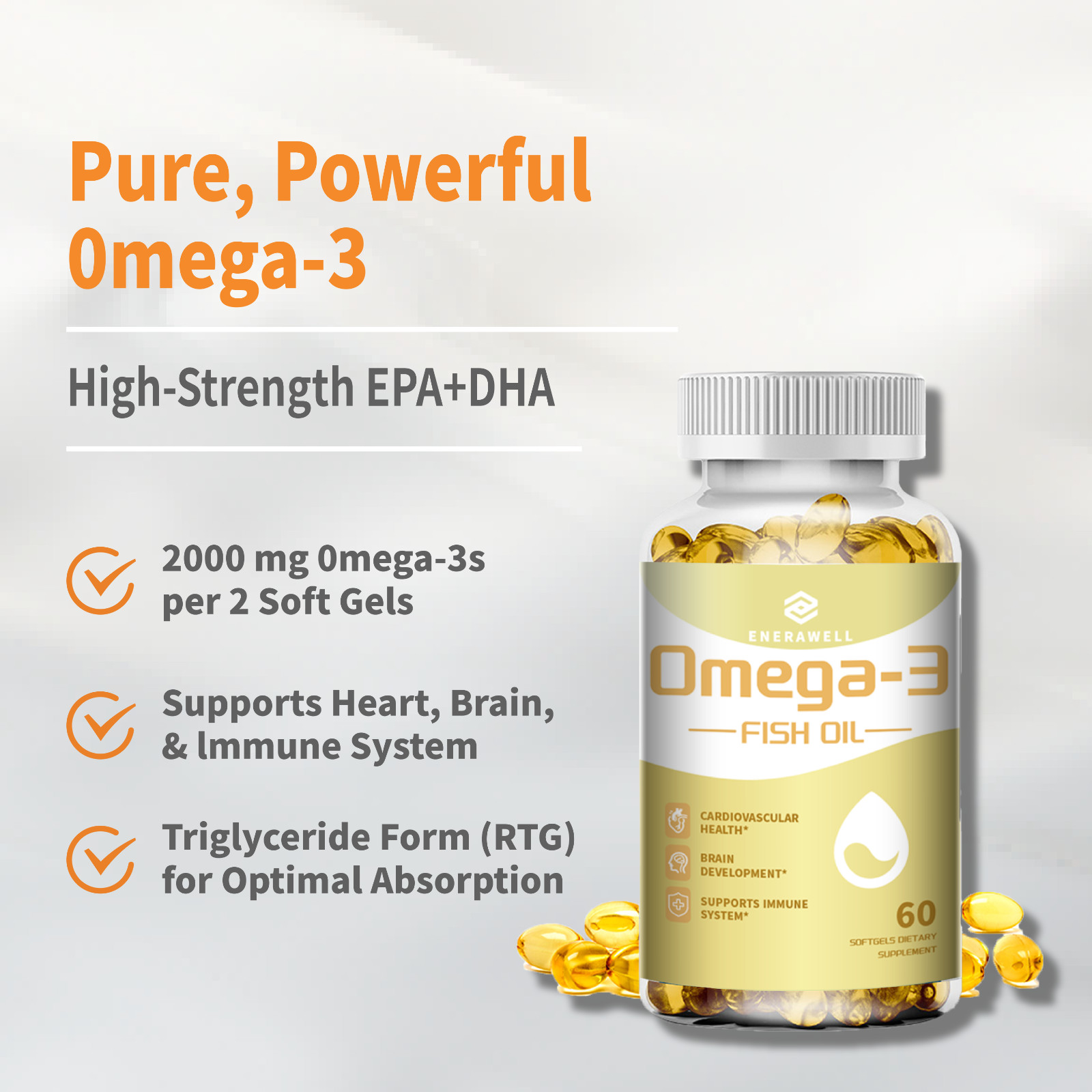 3x Strength EPA & DHA Omega 3 Fish Oil 2,000mg, Highest Potency, 02/07/2027