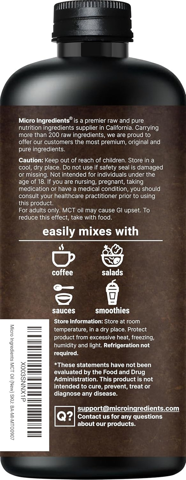 MCT Oil Organic, 32 Fl Oz | C8 + C10 from 100% Virgin Coconut | Natural Fuel …