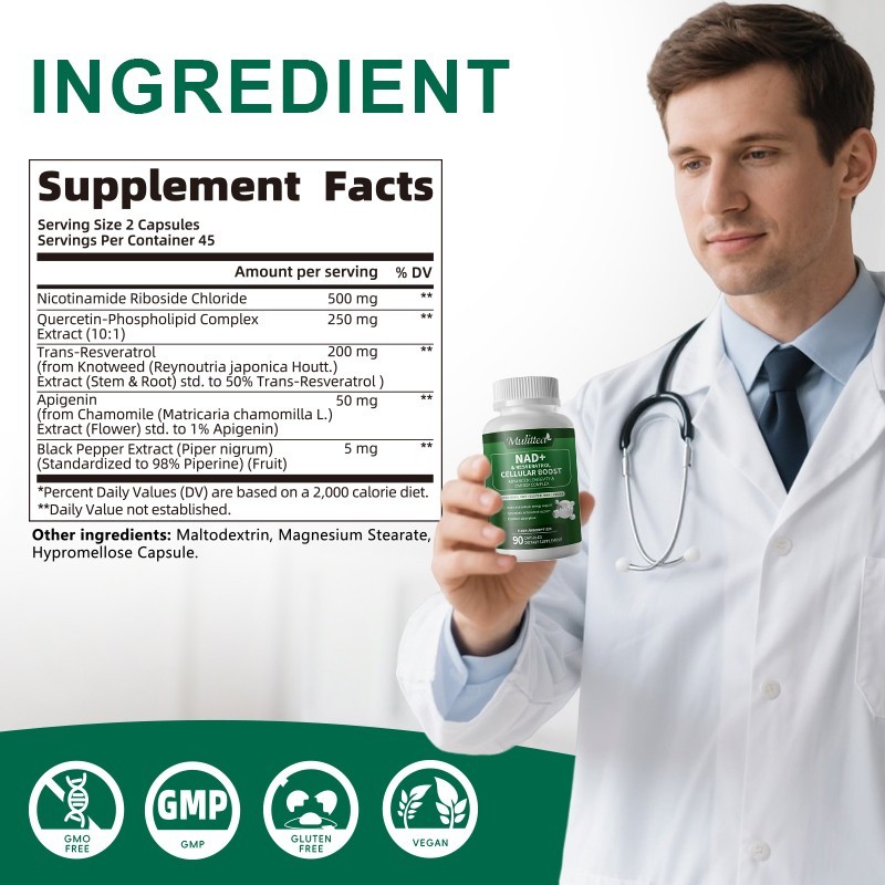 90PCS NAD Supplement Liposomal NAD+ Nicotinamide Riboside with Resveratrol US