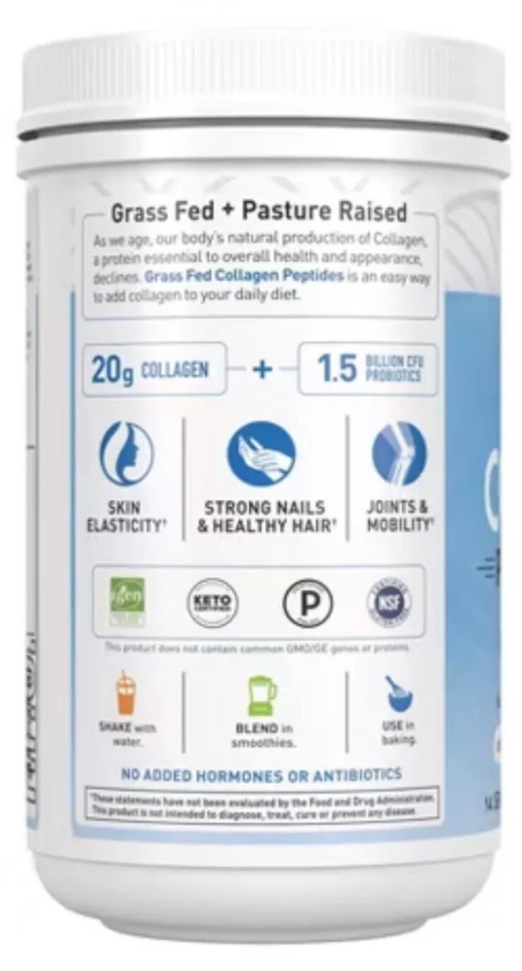 Garden of Life Grass Fed Collagen Peptides Powder – Unflavored Exp 10/2025 Lot 2