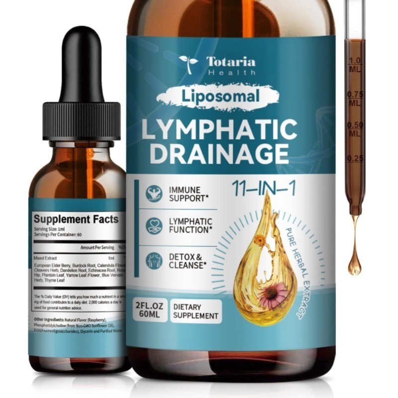 Liposomal Lymphatic Drainage Drops 11 in 1 Organic Lymph Support – 1/2/3 Bottles