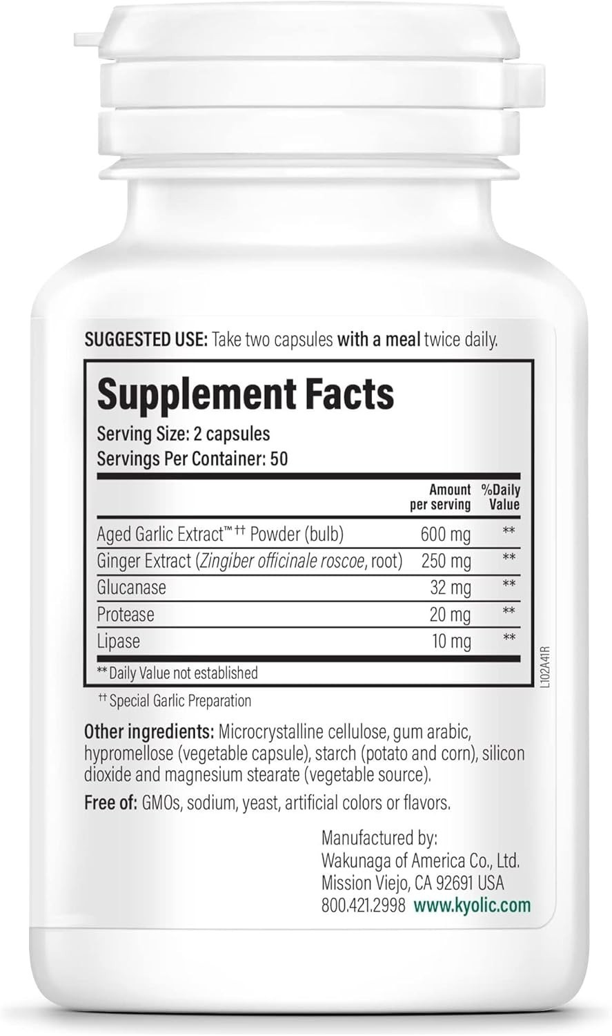 Kyolic Aged Garlic Extract 300-Caps – Odorless Heart & Immune Support Supplement