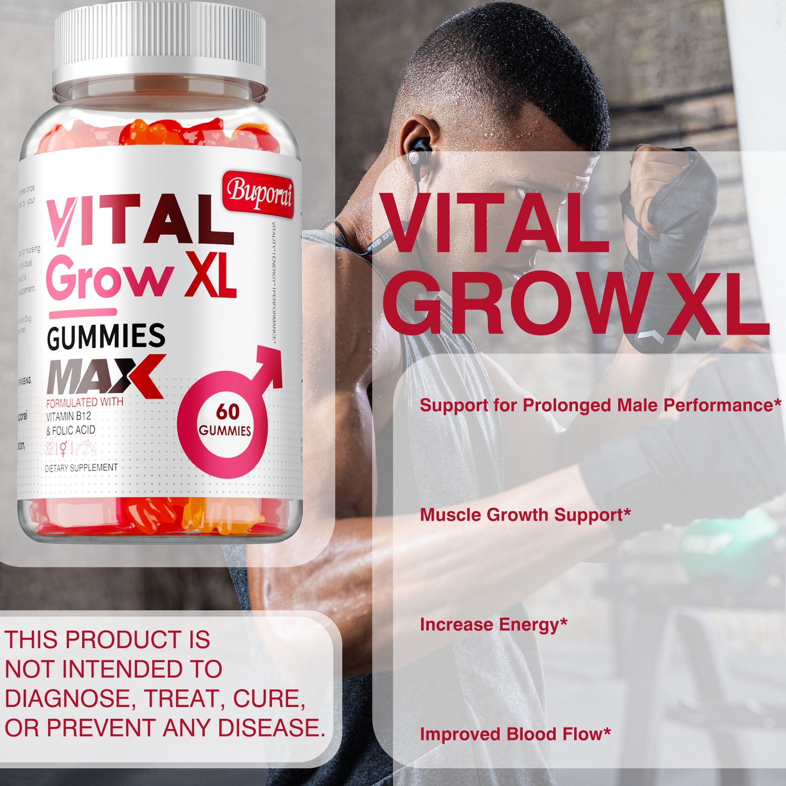 Vital Grow XL Male Gummies – Enhances Energy and Endurance, Muscle Recovery