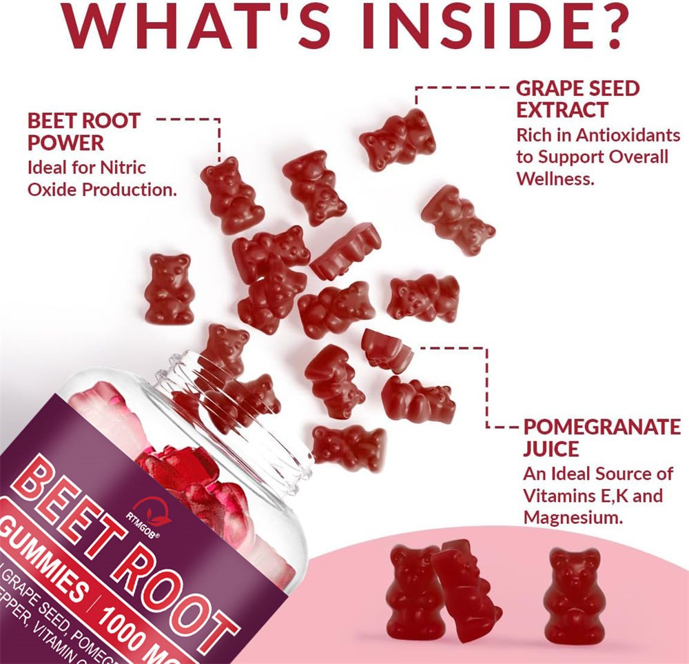 Organic Beet Root 60 Gummies Capsules for Circulation & Natural Energy Boost