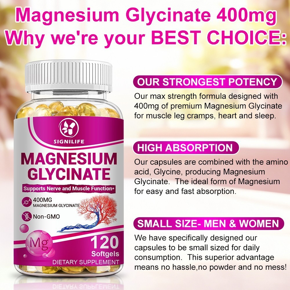 Magnesium Glycinate 400mg -4 * 120 Capsules For Sleep, Stress Relief Support Bon