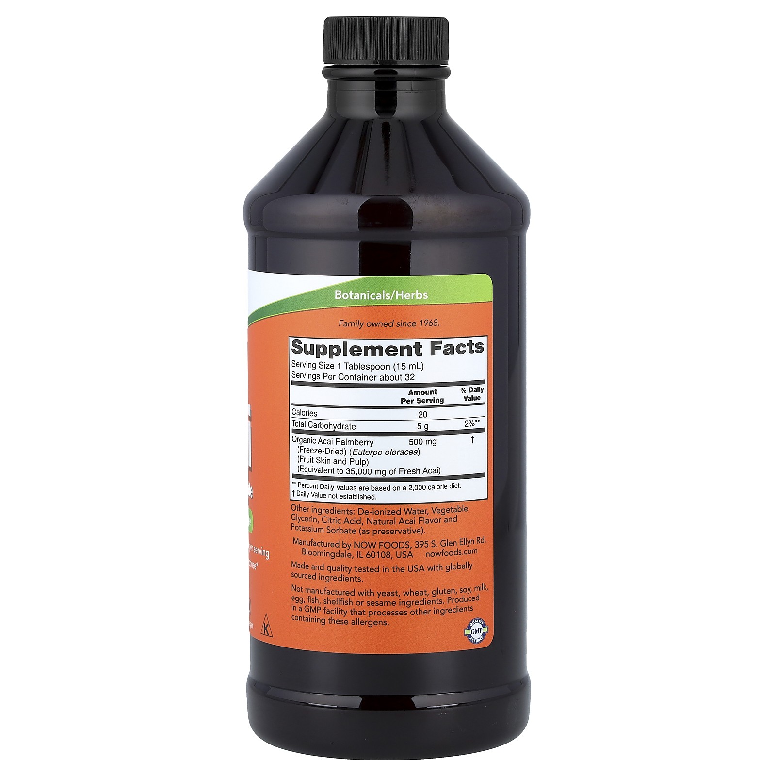 Now Foods Acai Liquid Concentrate 16 fl oz 473 ml GMP Quality Assured, Vegan,