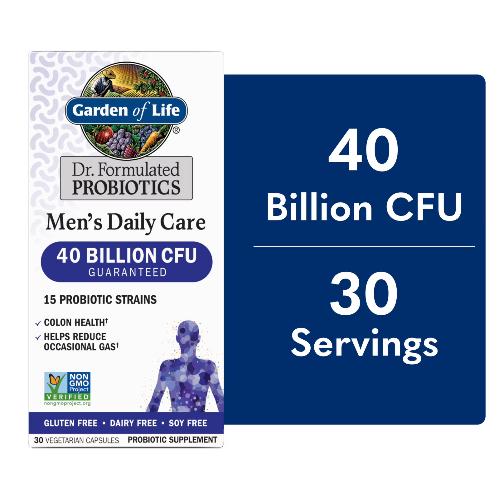 Garden of Life Men’s Daily Care Probiotic 40 Billion CFU 30 Capsules 08/2026