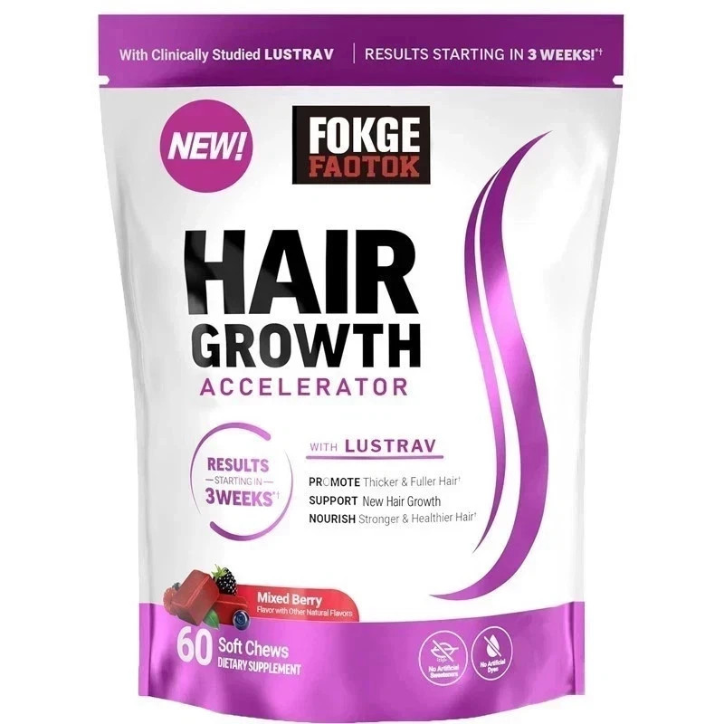 Hair Growth Accelerator Lustrav Soft Chews Mixed Berry 60 Count