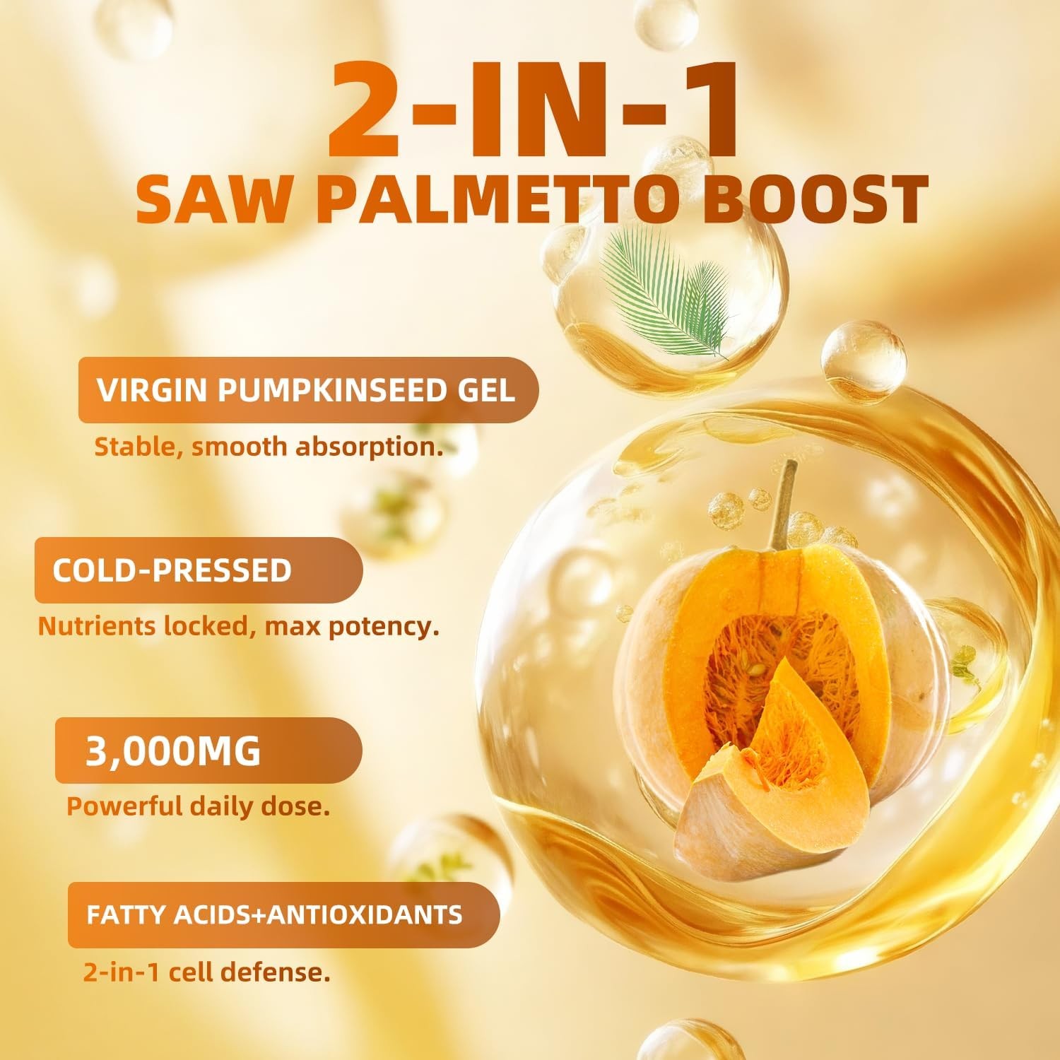 Pumpkin Seed Oil Capsules with Saw Palmetto 3240mg 300 Softgels Cold Pressed