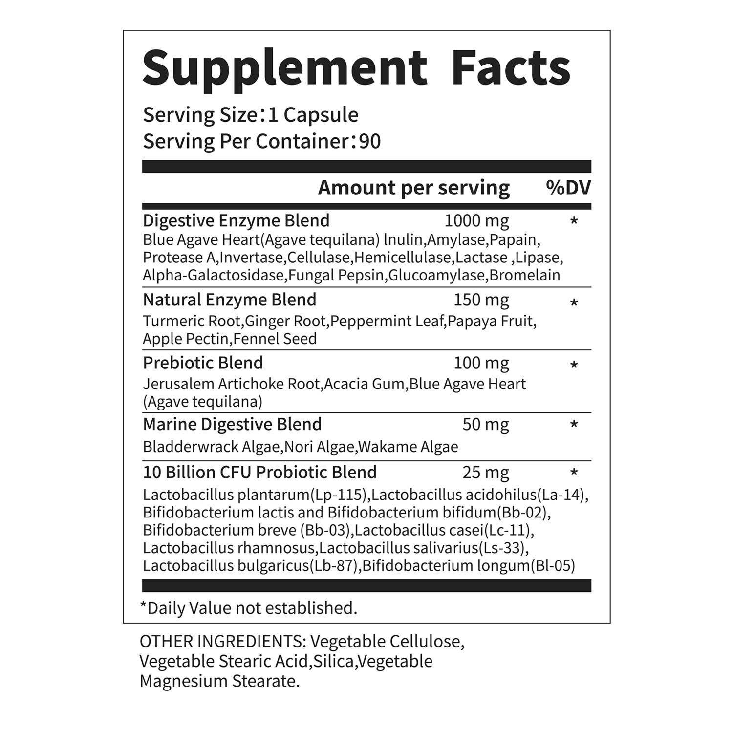 Digestive Enzymes w/ Prebiotic & Probiotics, Gas, Constipation & Bloating Relief
