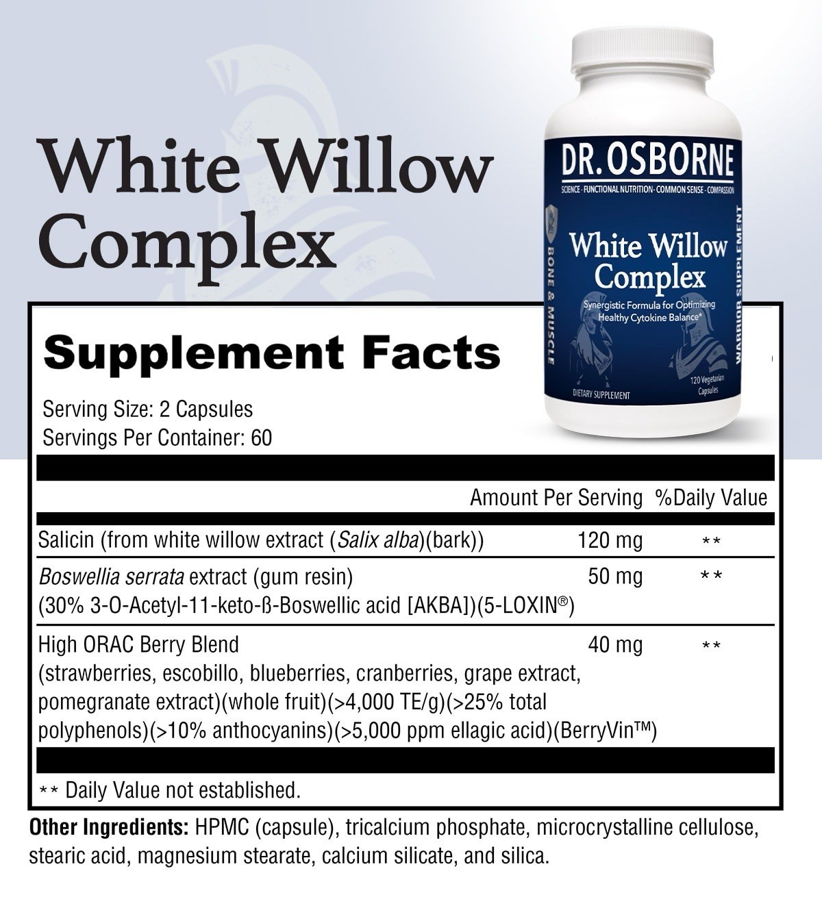 Dr. Osborne White Willow Complex- 120 Capsules EXP. 01/2026