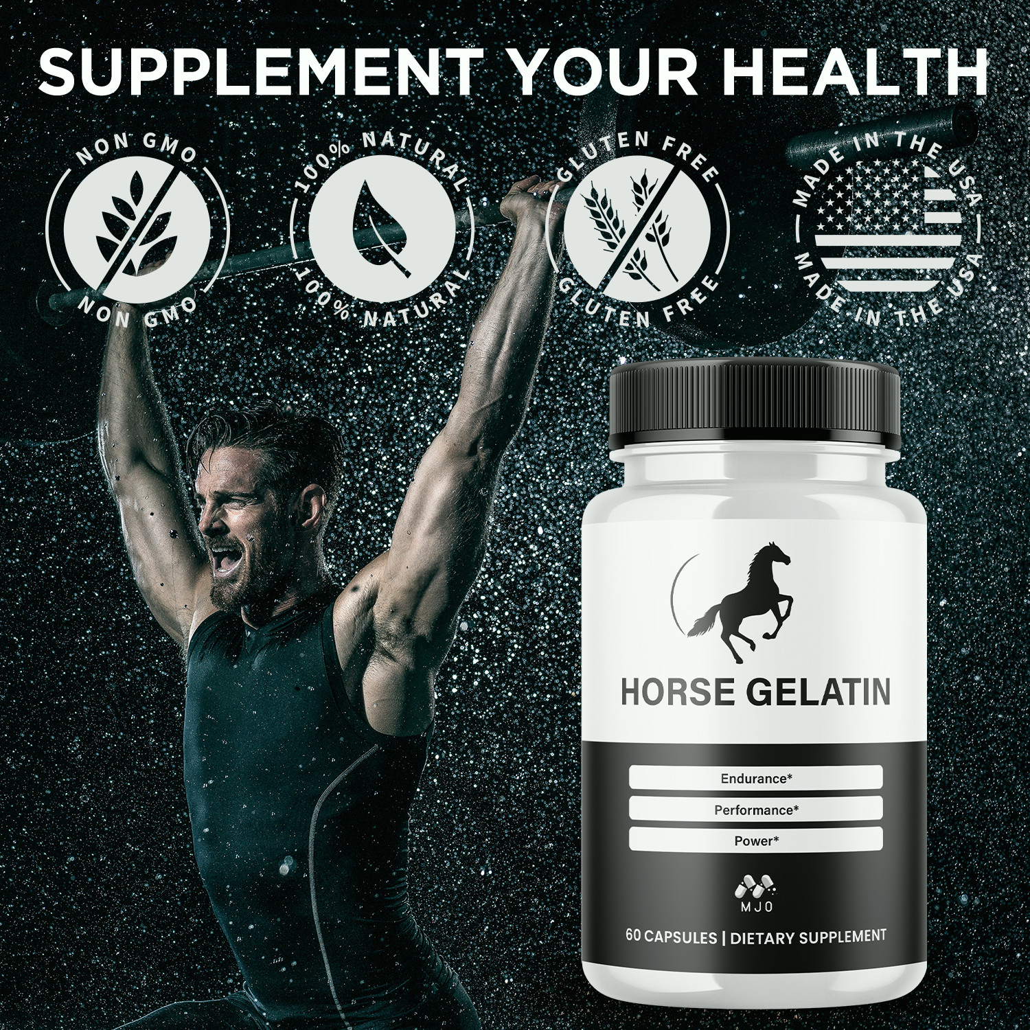 (1 Pack) Horse Gelatin Advanced Male Health Support HorseGelatin 60 Capsules