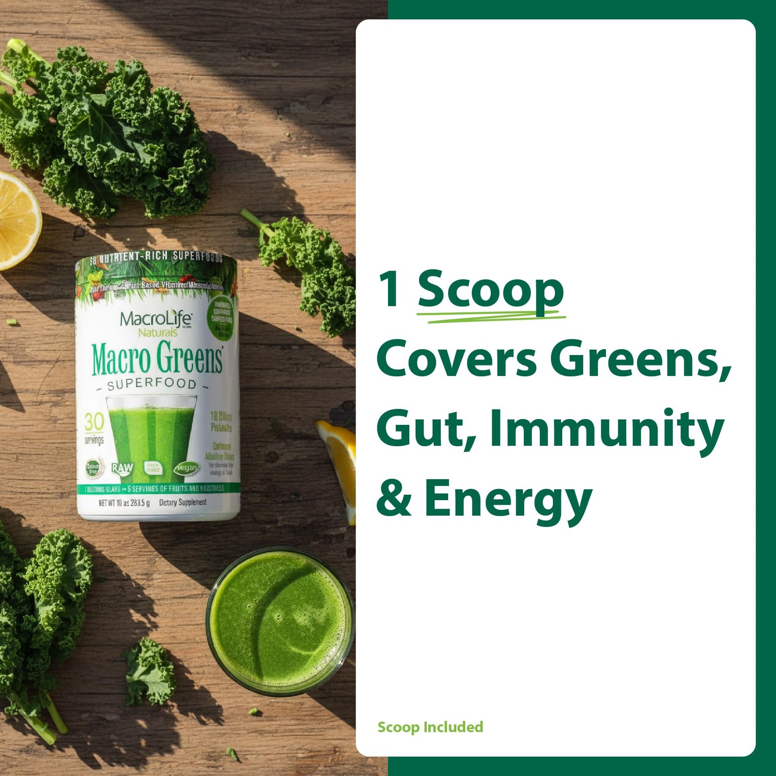 MacroLife Naturals Macro Greens Superfood Powder – 38 Superfoods with Probiot…