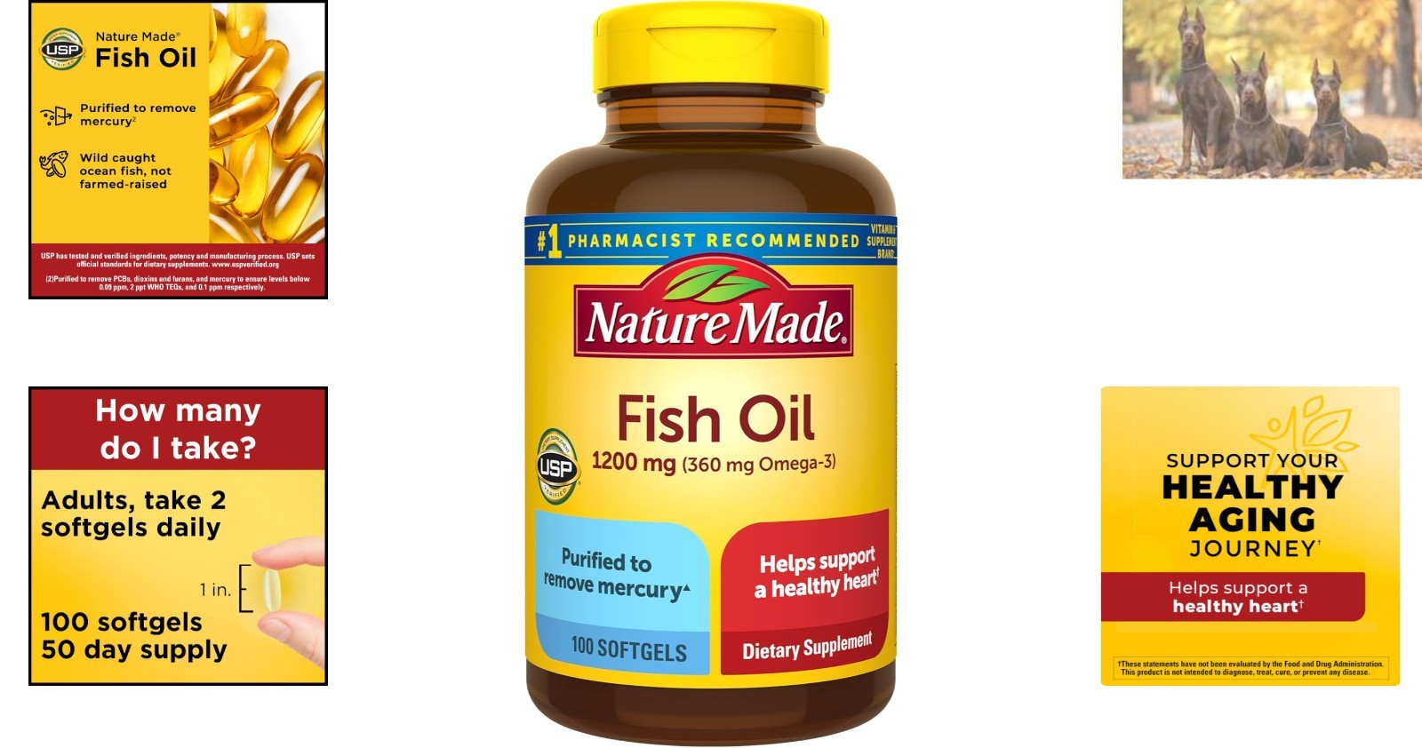 Omega 3 Fish Oil 1200mg Softgels – Heart Health Daily Support, 50 Servings