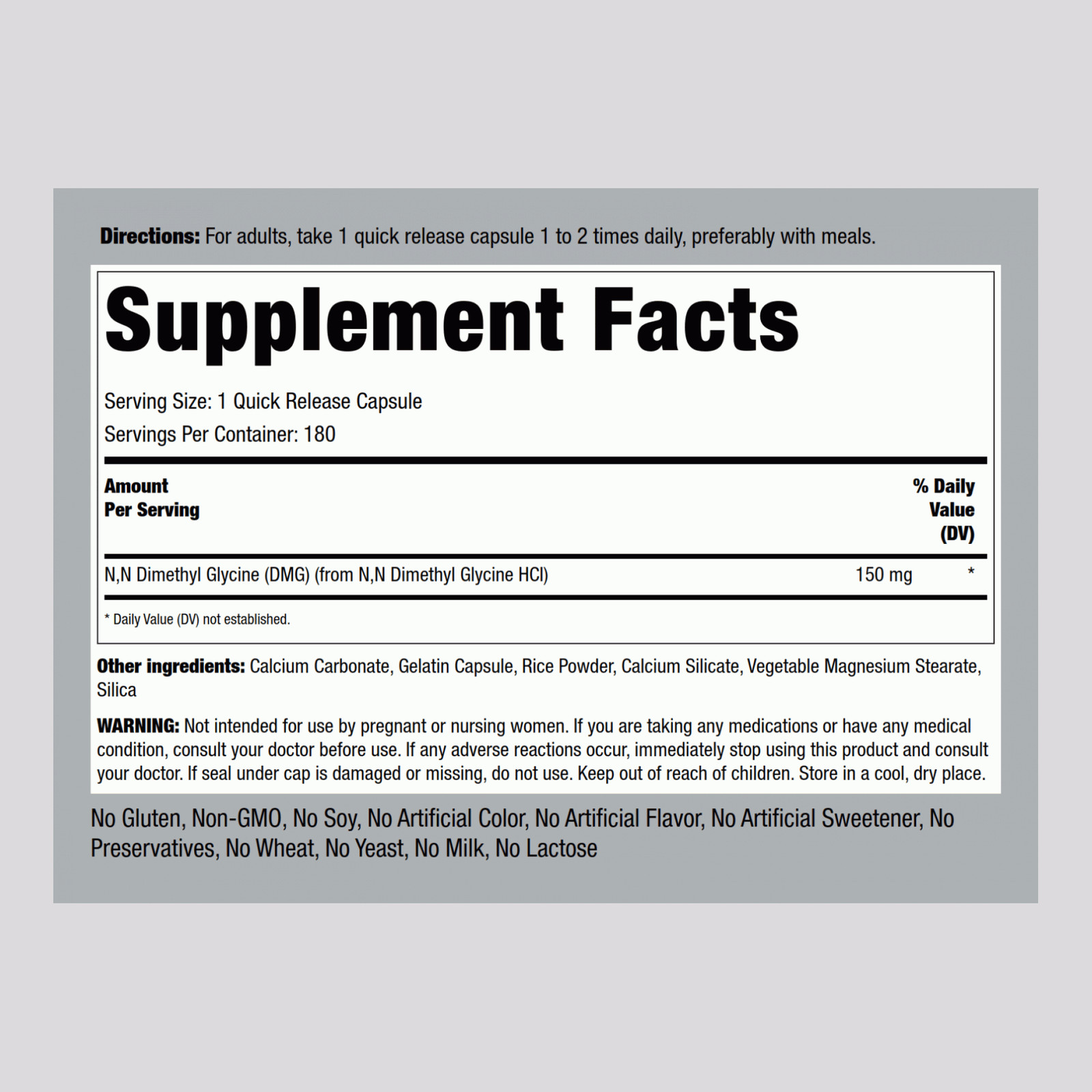 DMG (B-15) 150 mg | 180 Vegetarian Tablets | Non-GMO | By Piping Rock