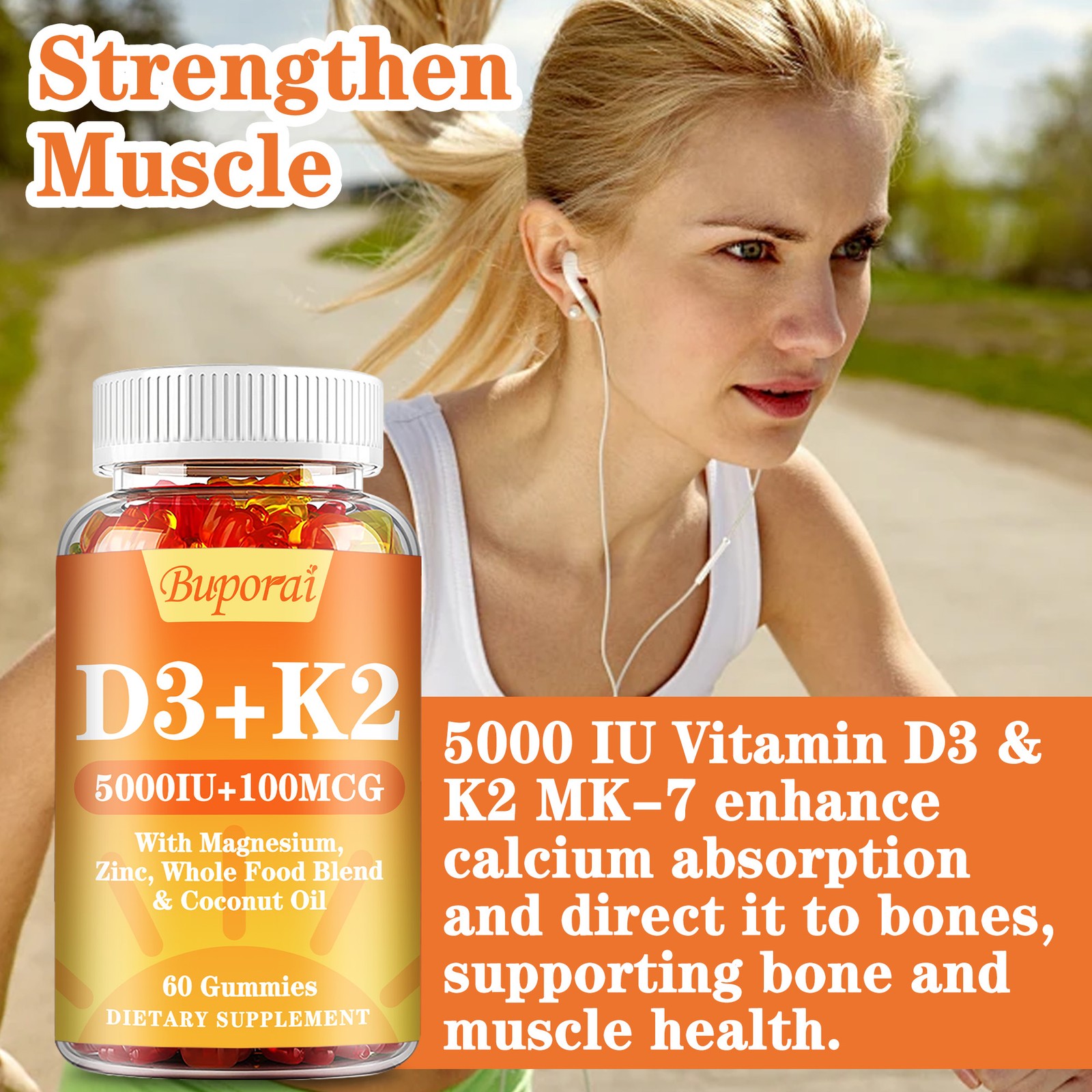 Vitamin D3 + K2 – Magnesium,Zinc – Promote Bone Health and Improve Sleep Quality