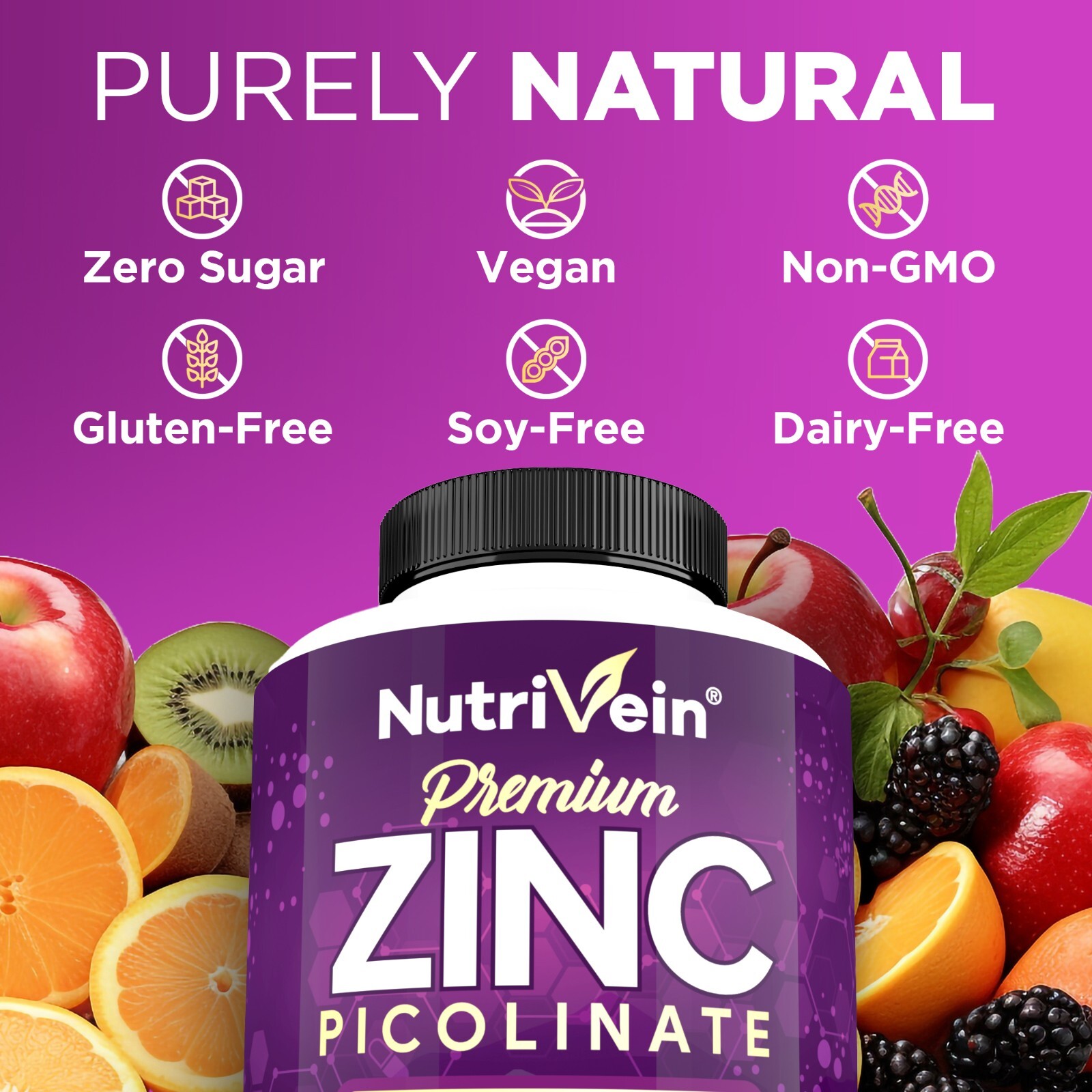 Nutrivein Zinc Picolinate 100mg – 120 Capsules – Immunity Defense Max Strength