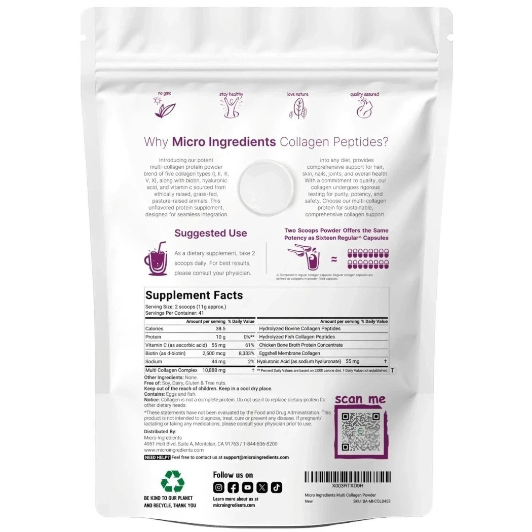 1LB – 2LB Multi Collagen Peptides Powder Type I II III V X Hydrolyzed Protein