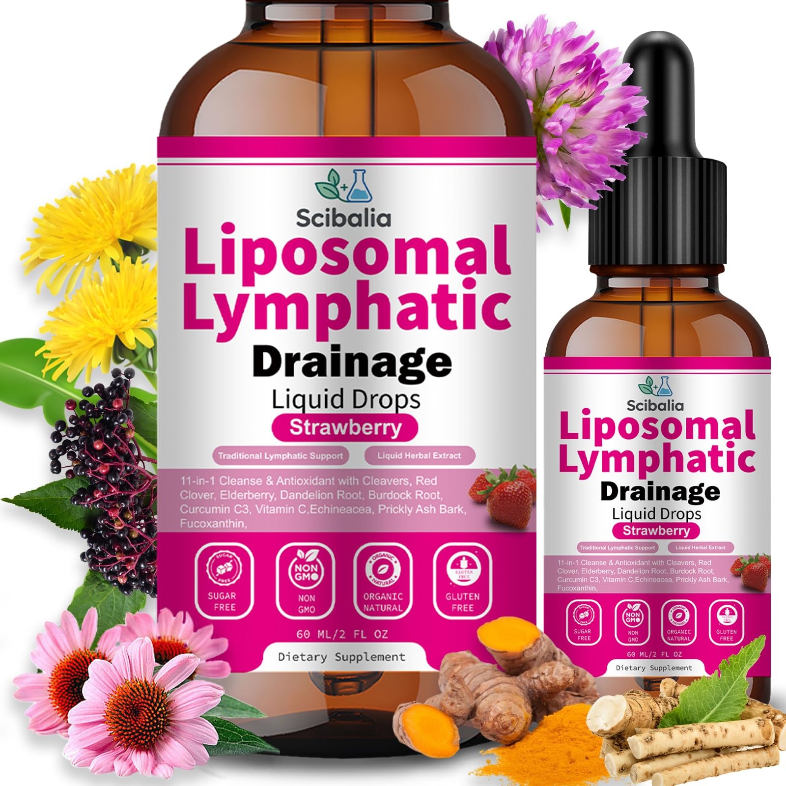 Scibalia Liposomal Lymphatic Drainage Drops, 11-in-1 2 Fl Oz (Pack of 1)