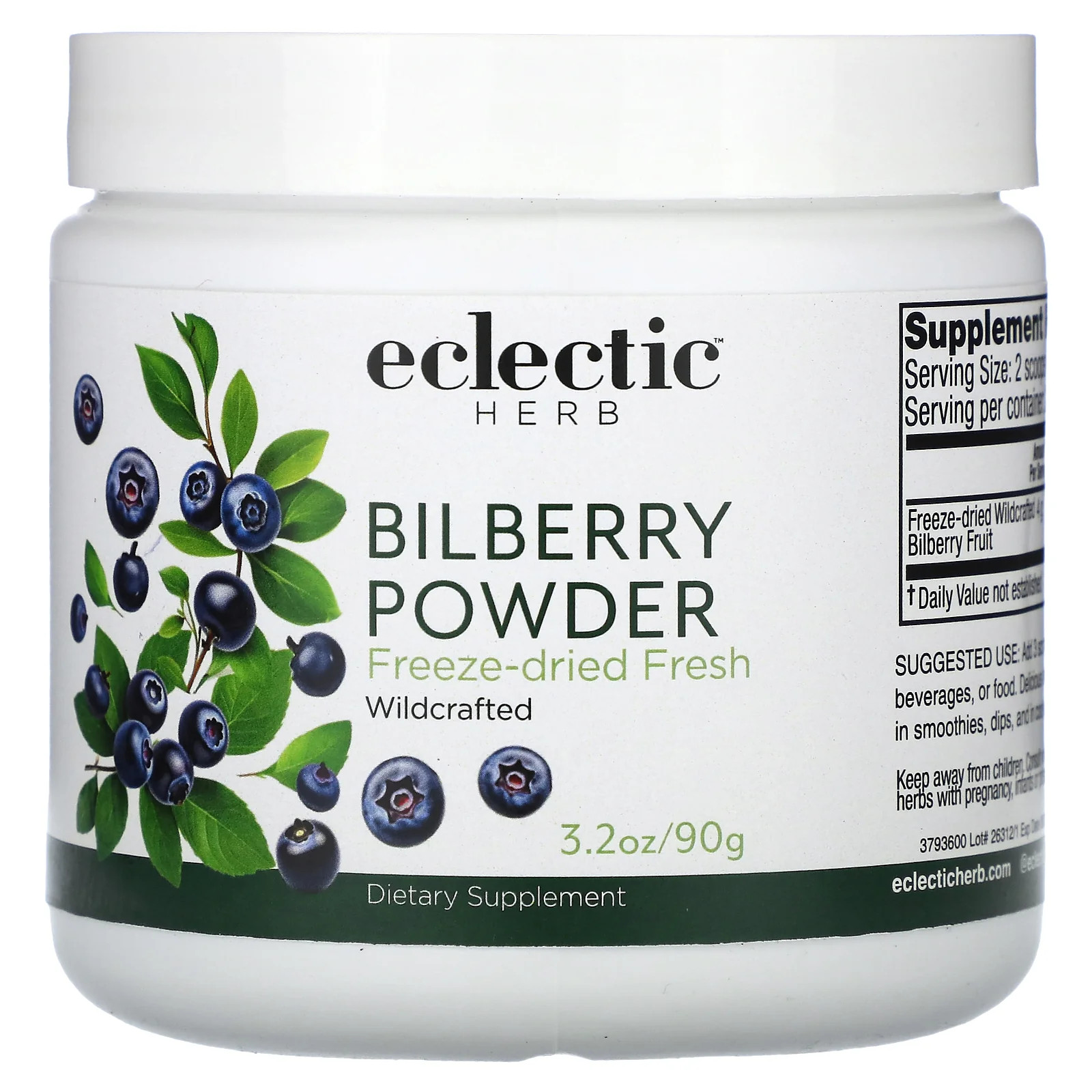 2 X Eclectic Herb, Bilberry Powder, Vision Support, 3.2 oz (90 g)