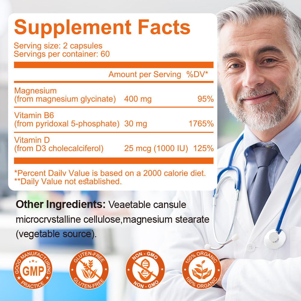 Magnesium Glycinate 400mg 120 Softgels High Absorption Supplement Vegetarian
