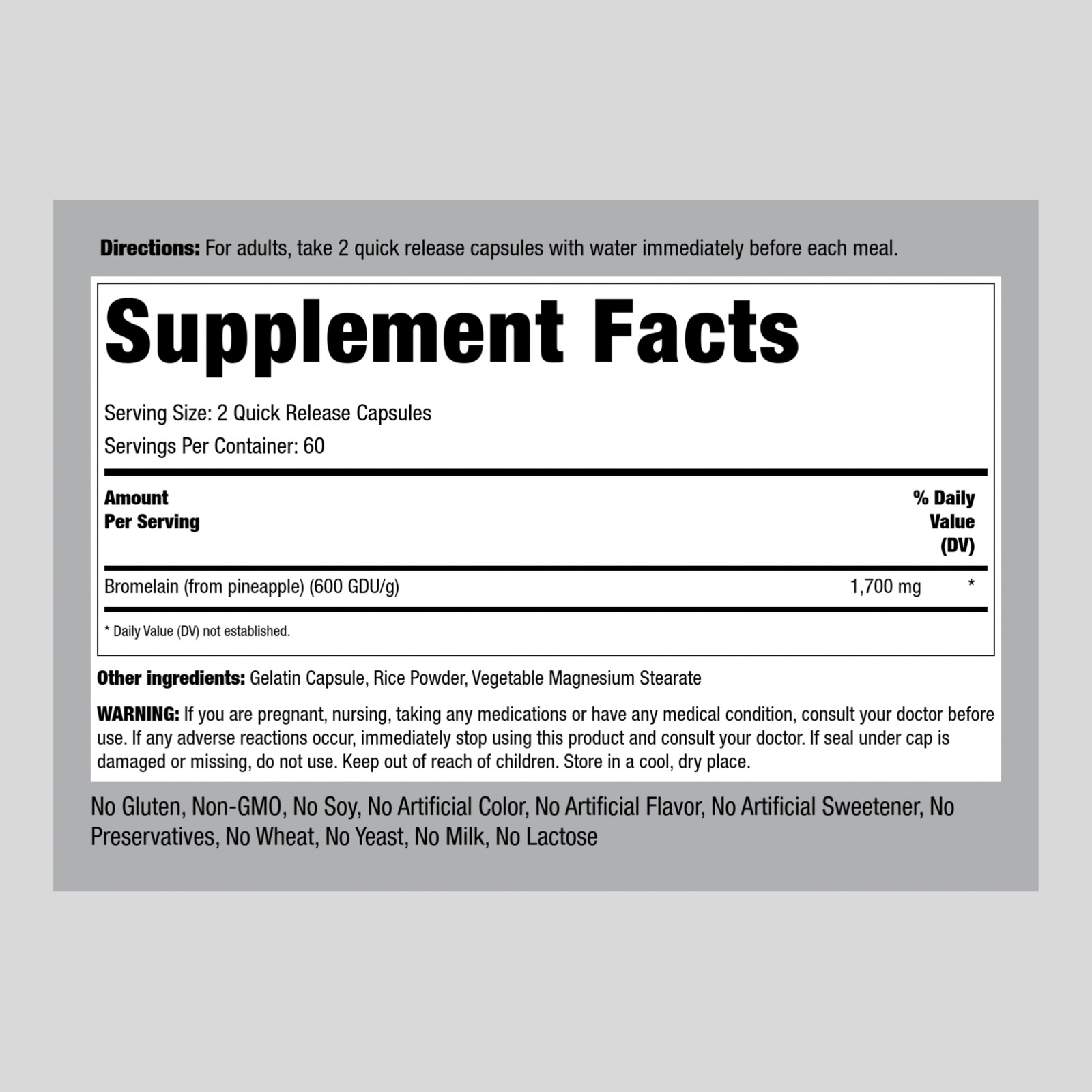 Bromelain Supplement | 1700mg | 120 Capsules | Non-GMO | by Piping Rock