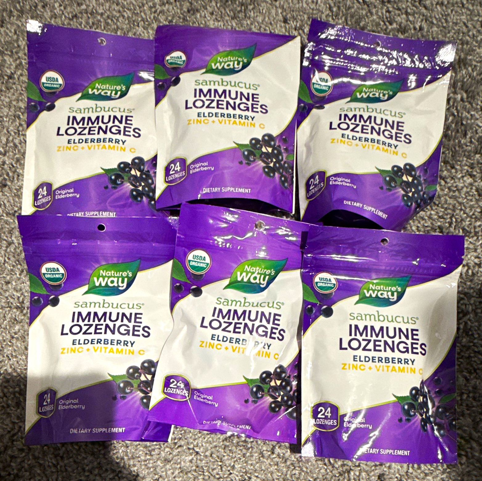 Nature’s Way Sambucus Immune Elderberry + Zinc + Vitamin C Lozenges 24ct