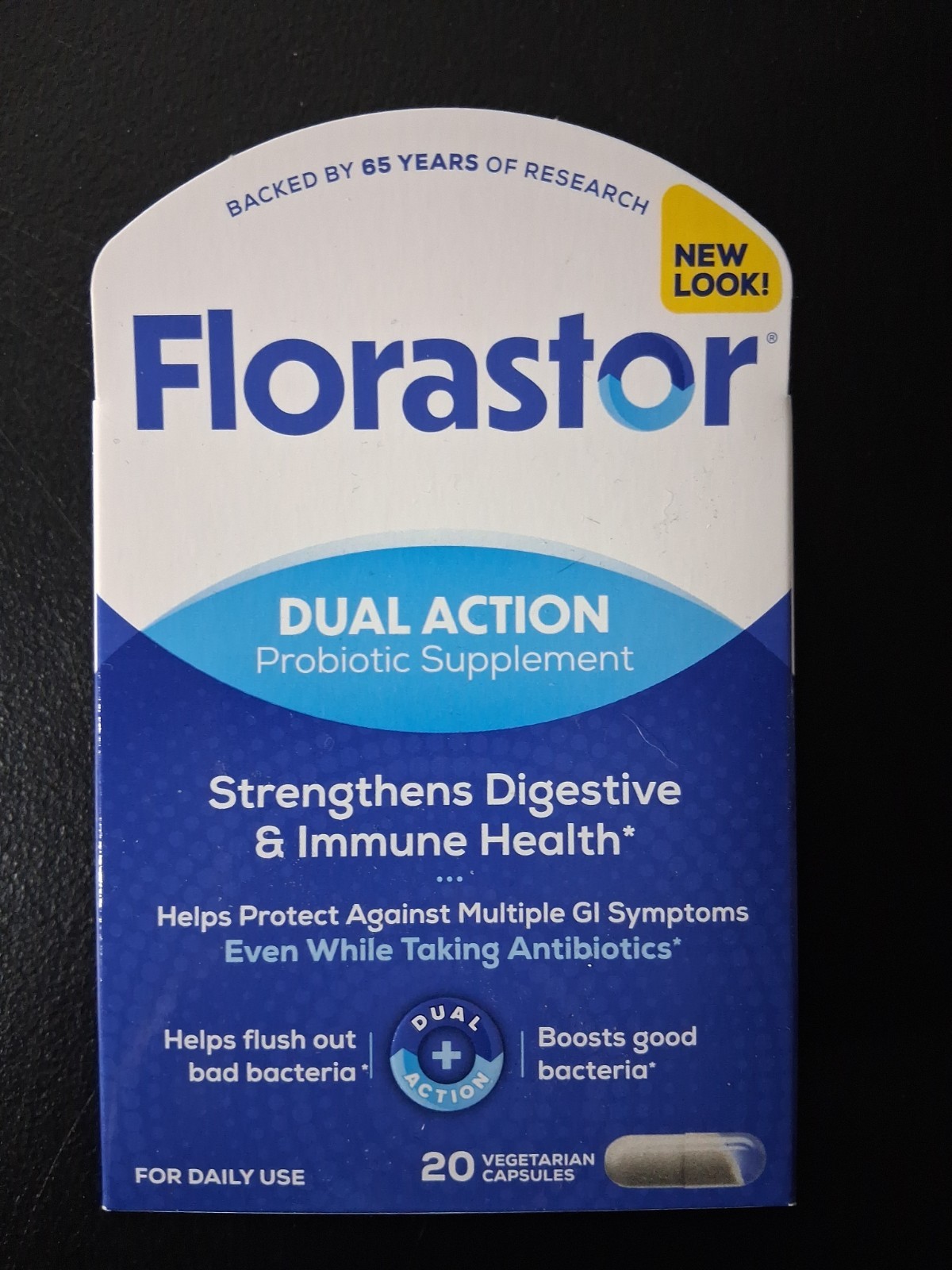 Florastor Dual Action Probiotic Supplement 20 Vegetarian Capsules, Exp 10/2027