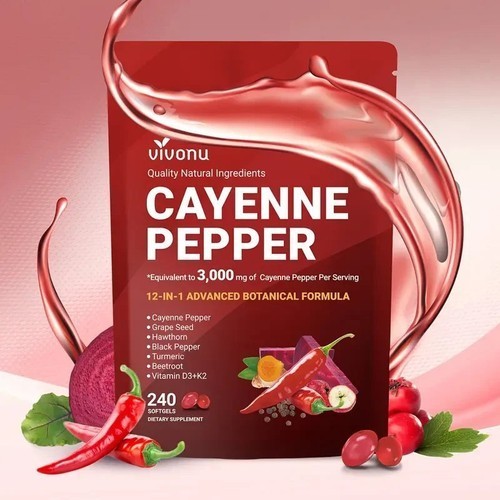 Cayenne Pepper Softgels Supplement, Supports Leg Vein, 240 Softge /1 Bag….