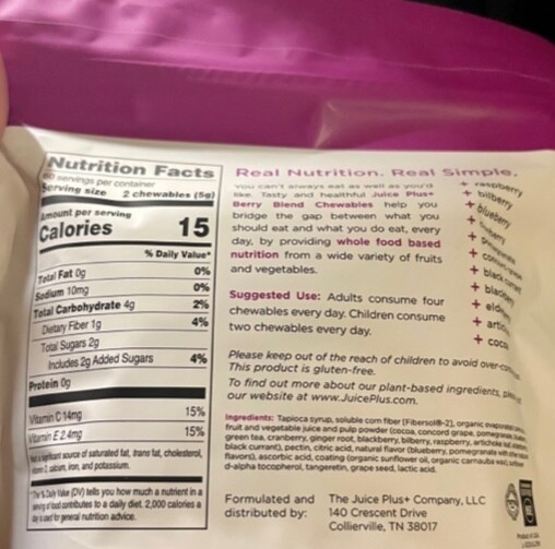 Juice Plus+ BERRY BLEND + – Blended Fruit & Veg Juice Chewables (120) – 09/2026!