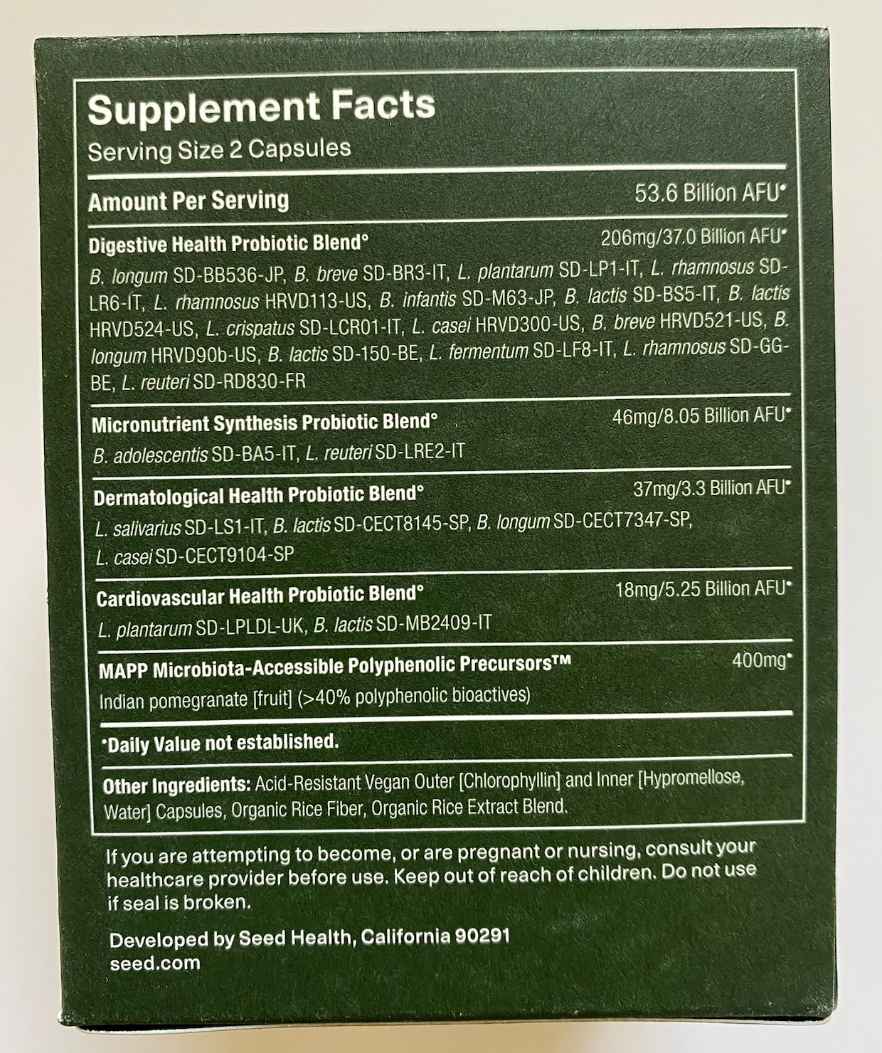 Seed DS-01 Daily Synbiotic – Probiotic – 60 Capsules – Guaranteed Authentic.