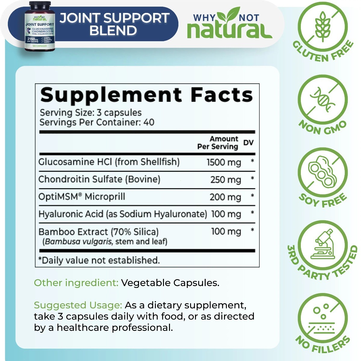 Joint Support Glucosamine Chondroitin MSM Capsules for Mobility & Flexibility