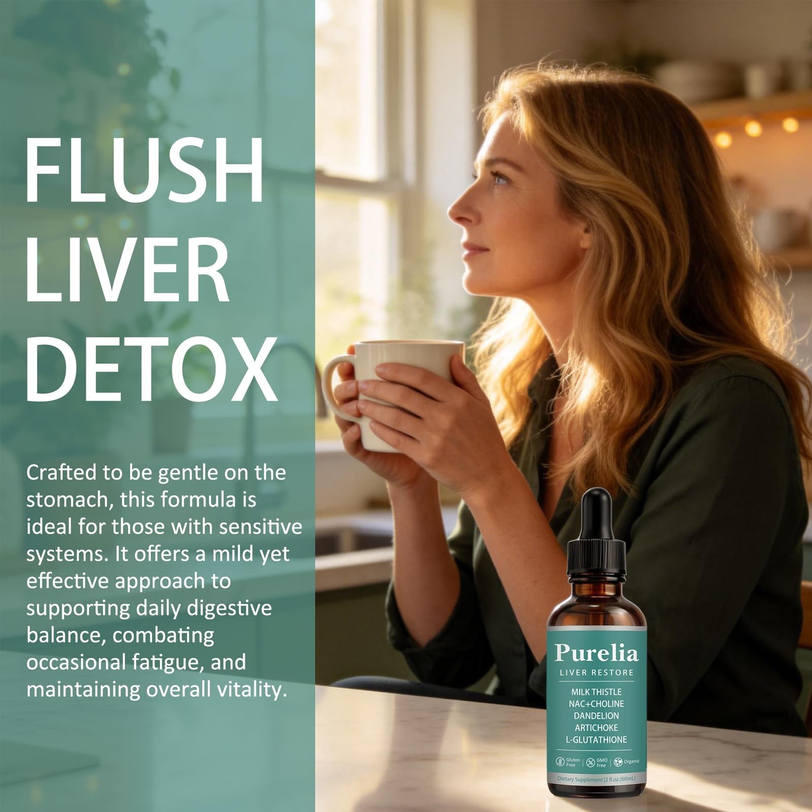 Purelia Liver Restore Drops – Complete Liver Detox Support Supplement with Mi…