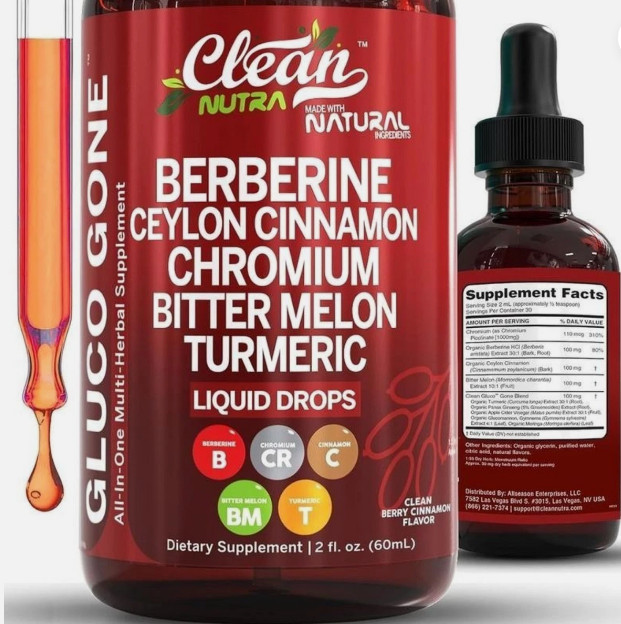 Clean Nutra Berberine & Ceylon Cinnamon Liquid Drops for Metabolism Support