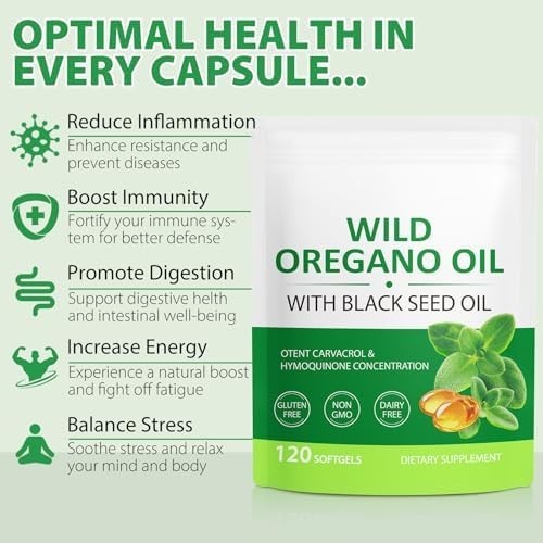 Resilia Oregano Oil Capsules 120 Count 6000mg Oil of Oregano with Black Seed oil