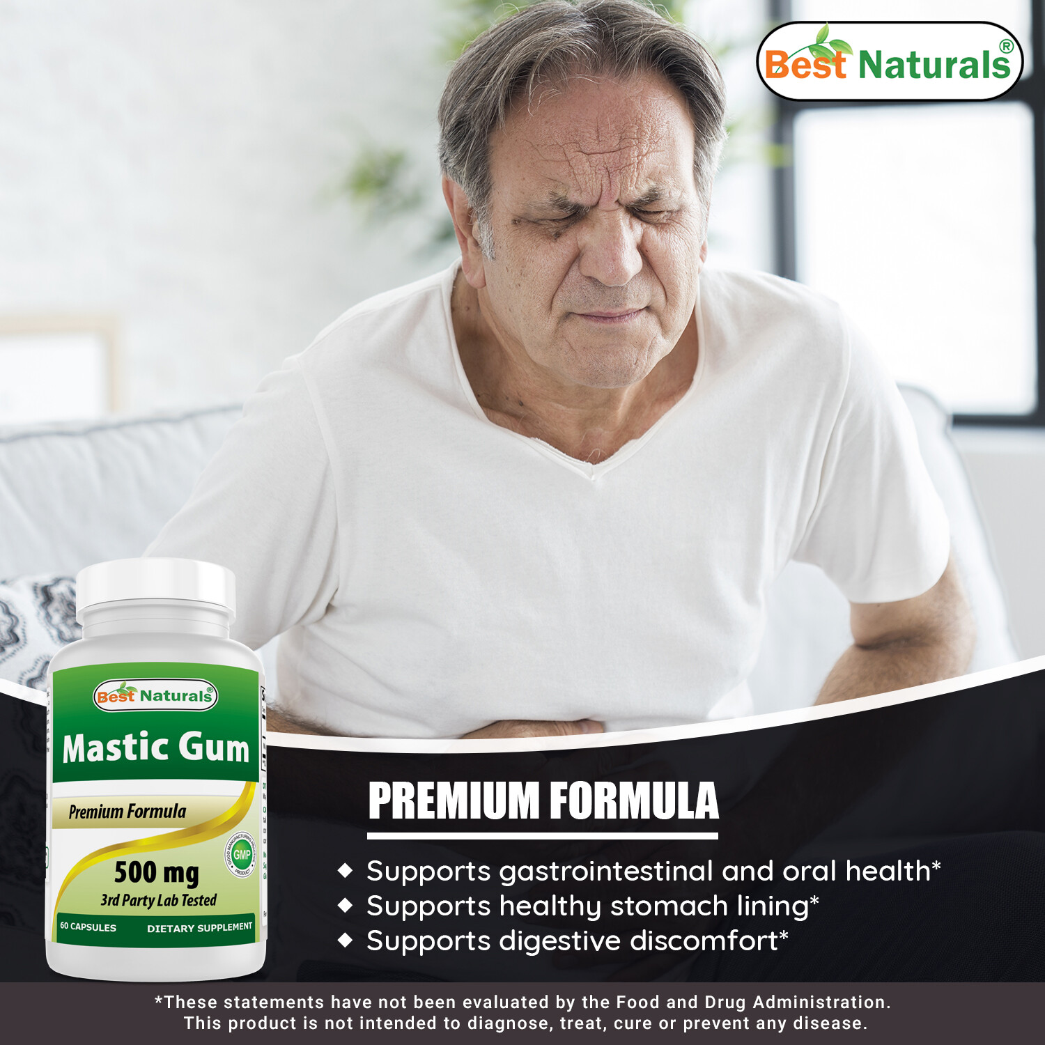 3 Pack Best Natural Mastic Gum 500 mg 60 Capsules