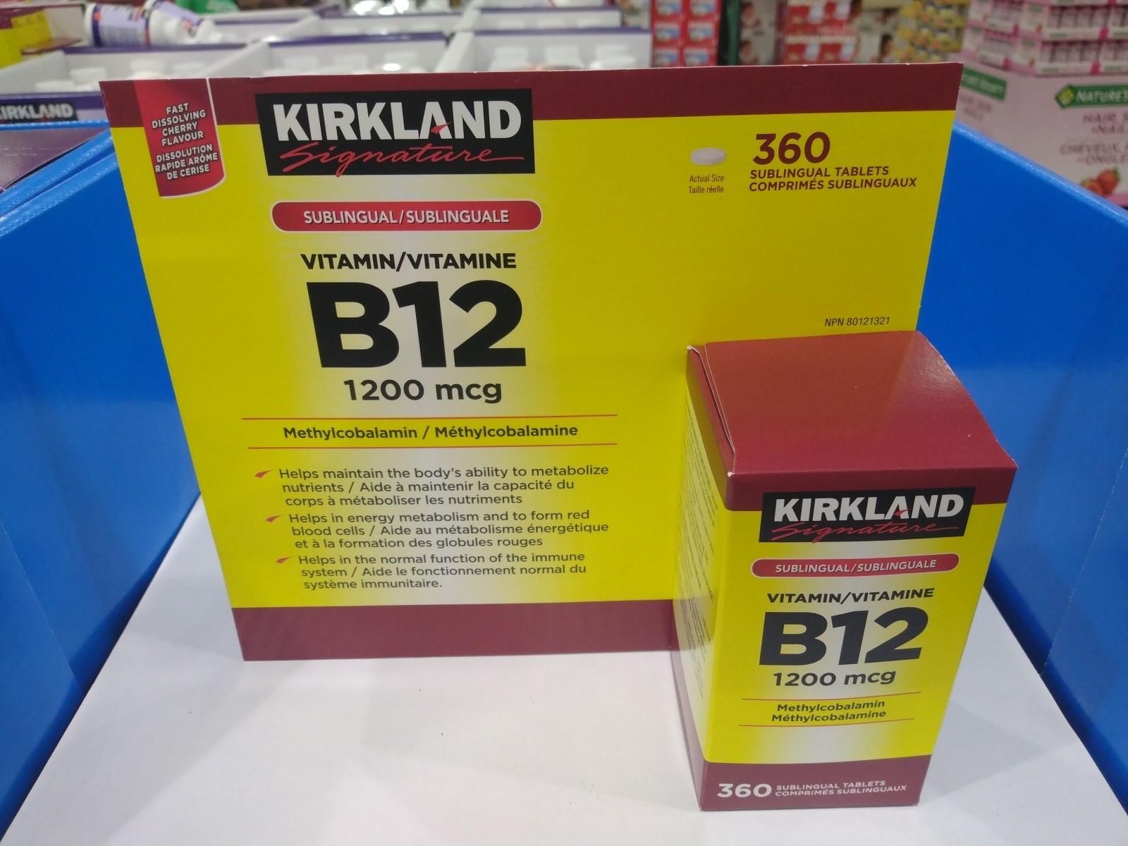 Kirkland Signature Sublingual Vitamin B12, 1200mcg Methlcobalamin, 360 Tablets