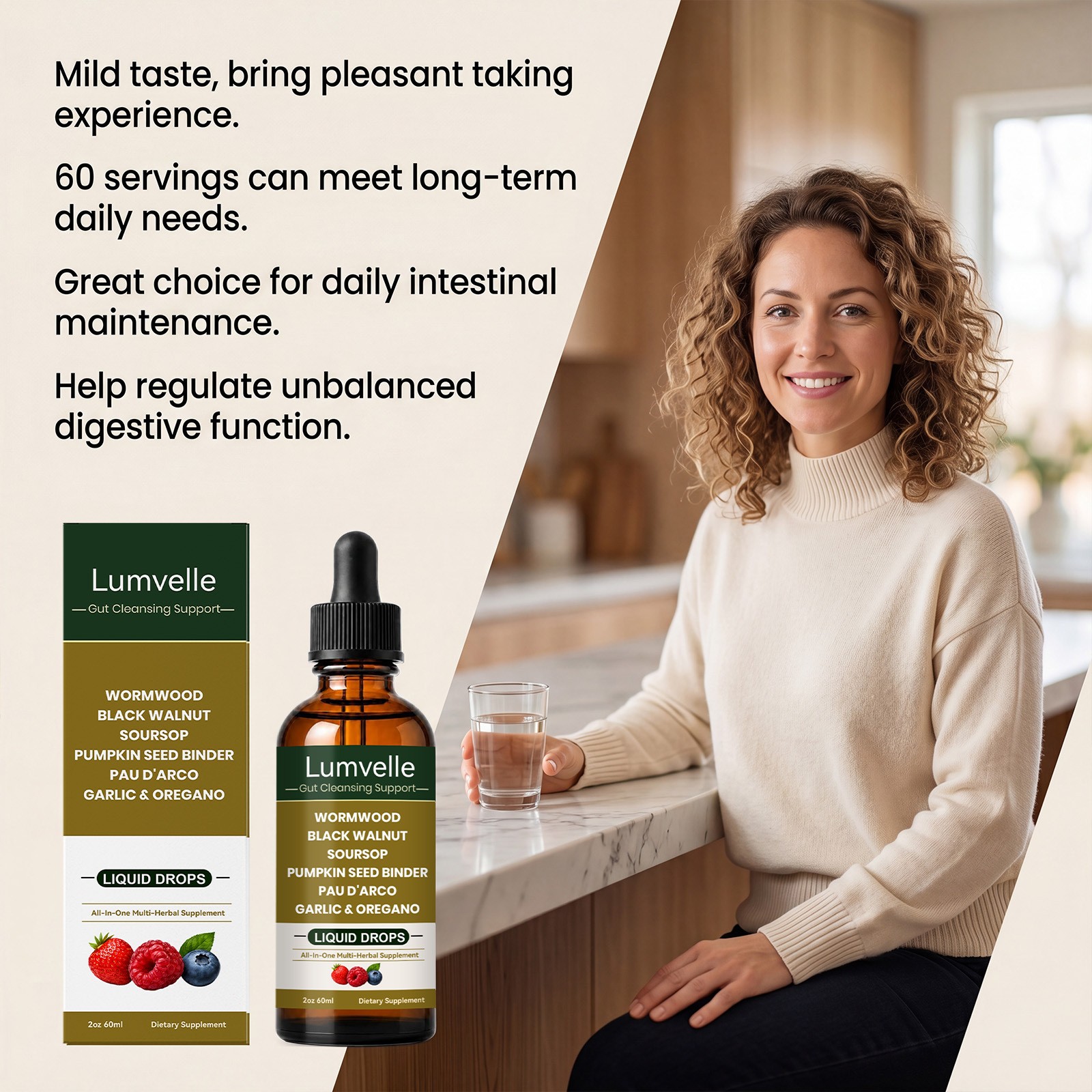 LUMVELLE Wild Harvested Wormwood Herbal Liquid Botanical Supplement Drops 60ML