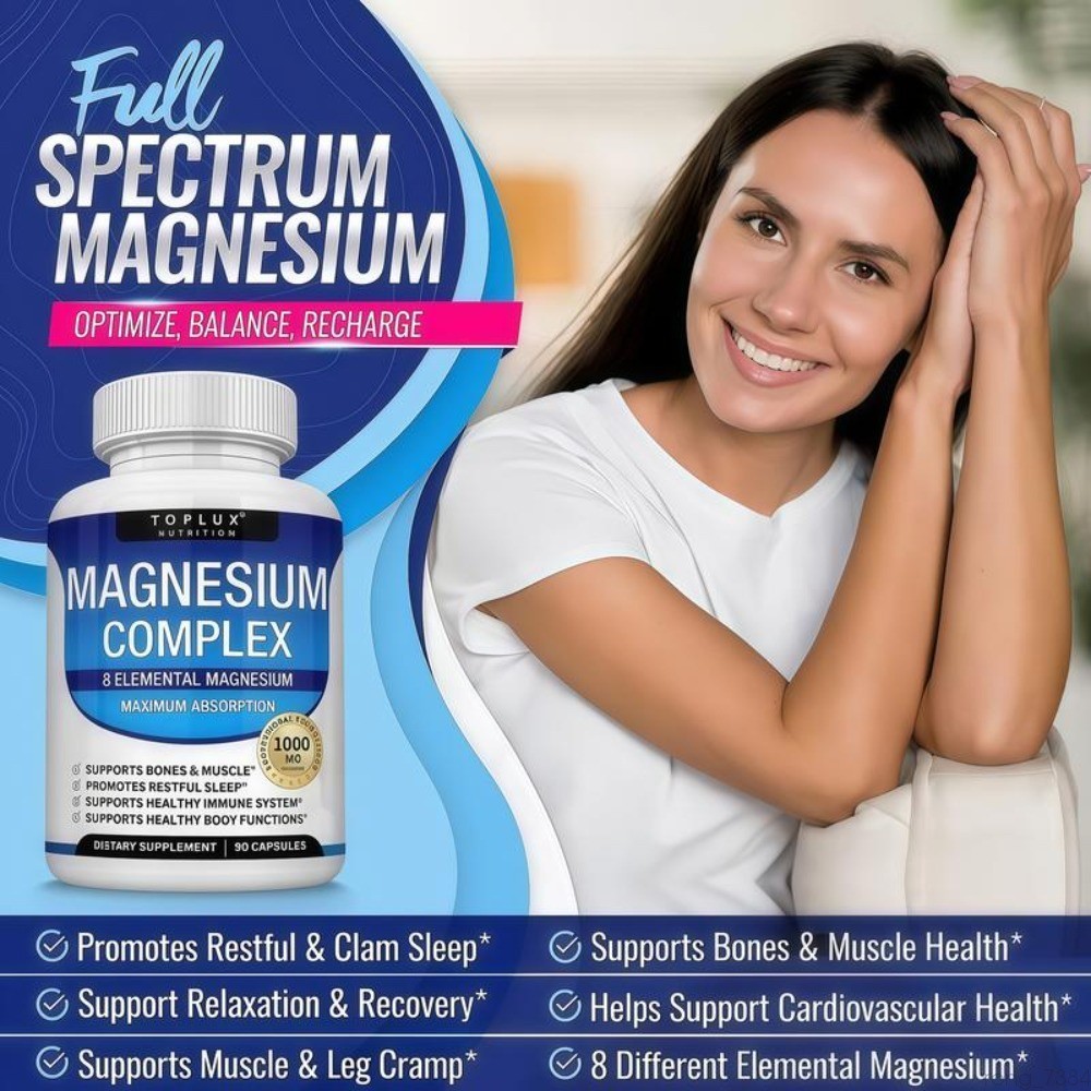 Magnesium complex 1000mg 7 types | Sleep musculoskeletal support 90-New