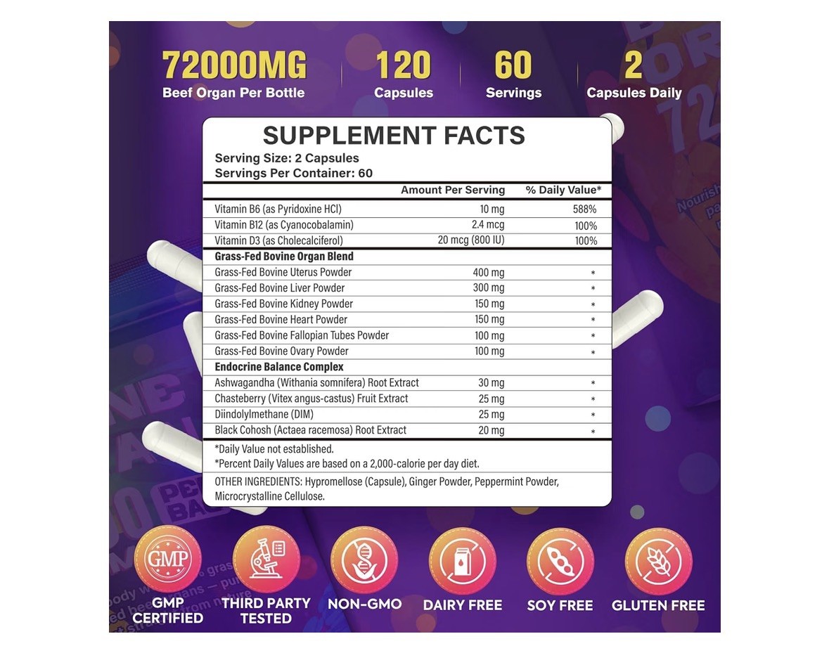 Beef organ supplement for women (liver, kidney, uterus, heart)