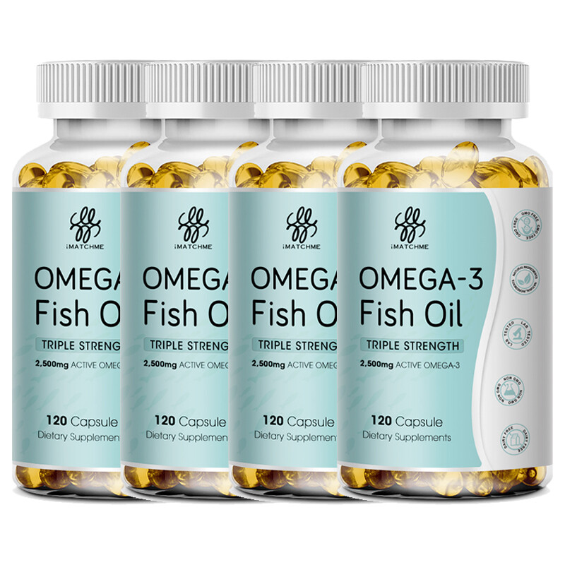 omega 3 fish oil capsules 3x strength 2500mg epa & dha, highest potency 120