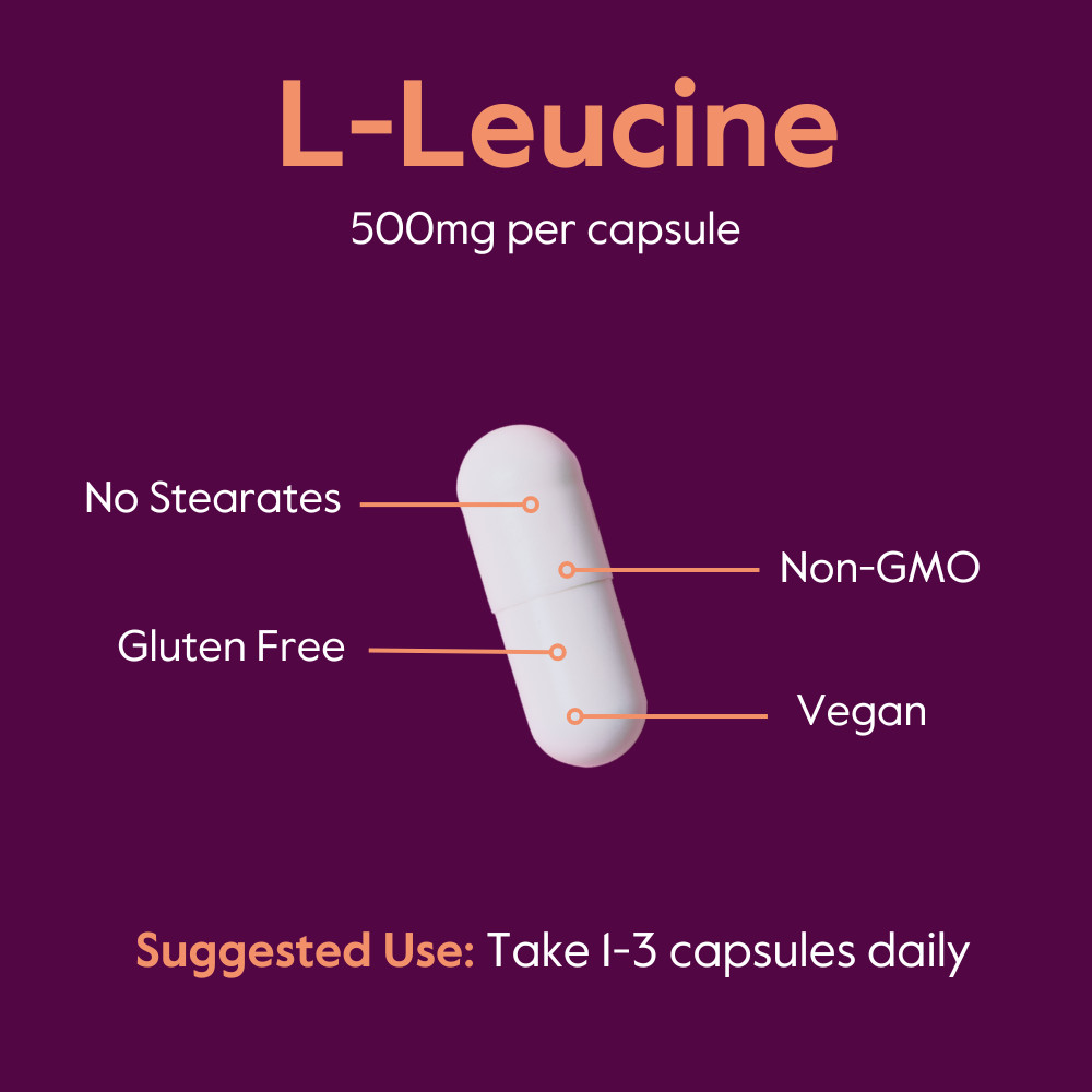 L-Leucine 500mg (240 Vegetarian Capsules)- Pharmaceutical Grade- Vegan