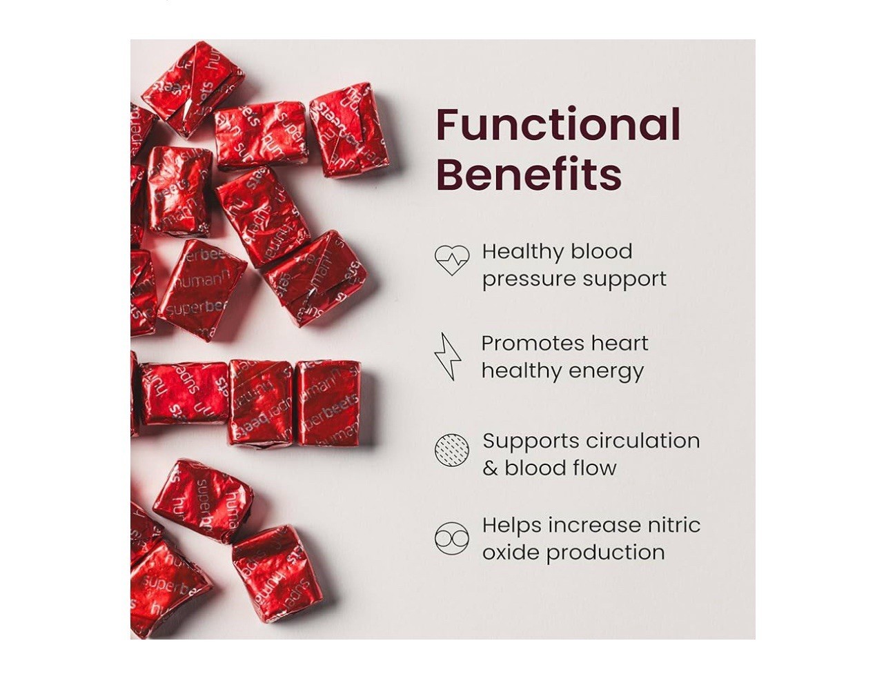 HumanN SuperBeets Heart Chews, Nitric Oxide and Blood Pressure Support- 60 count