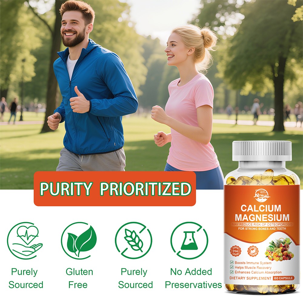 Calcium Magnesium 60 Capsules Bone Teeth Immune Support Supplement