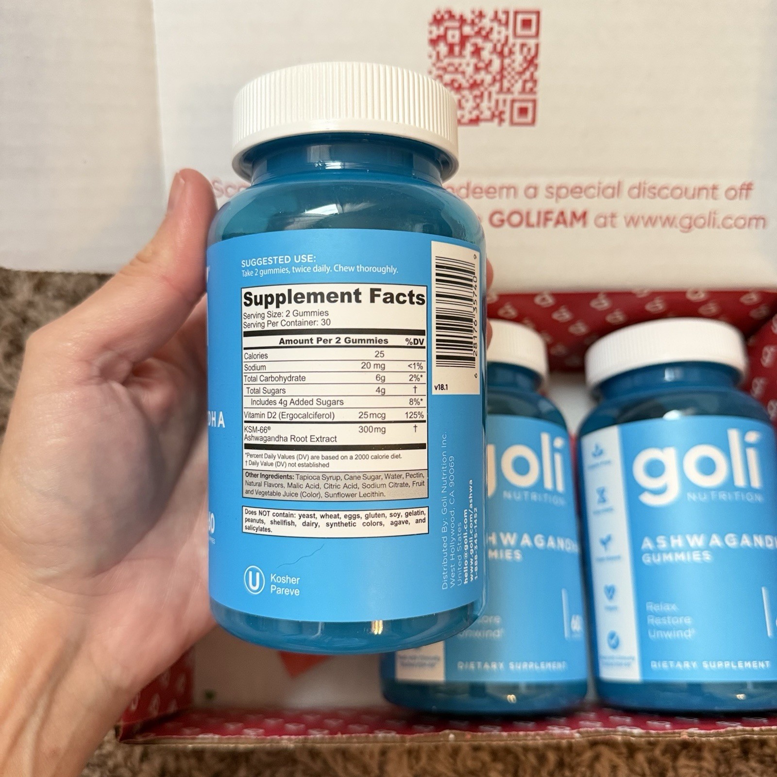 (3 Pack) Goli Nutrition Ashwagandha Gummies KSM-66 Relax Restore, 60ct Exp 10/26