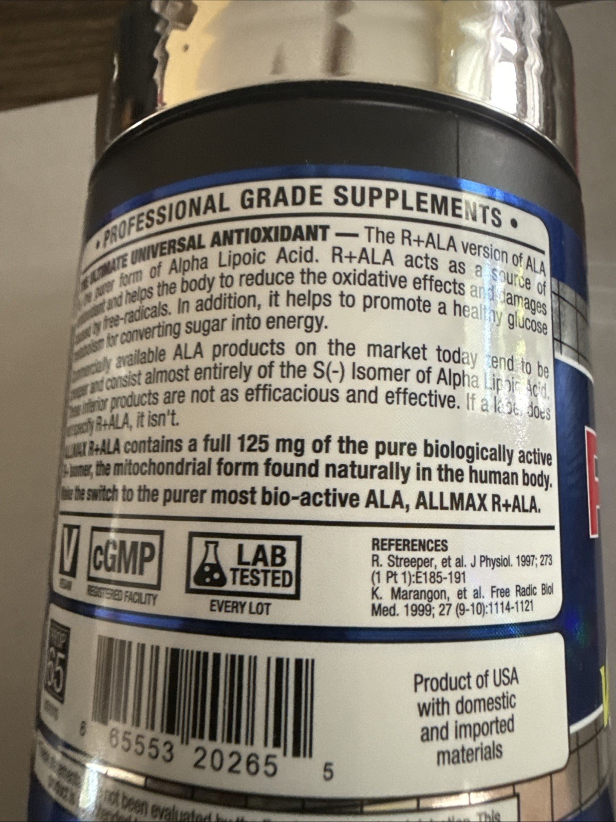 ALLMAX ESSENTIALS R-+ALA 60. CAPSULES. EXP 9/2026