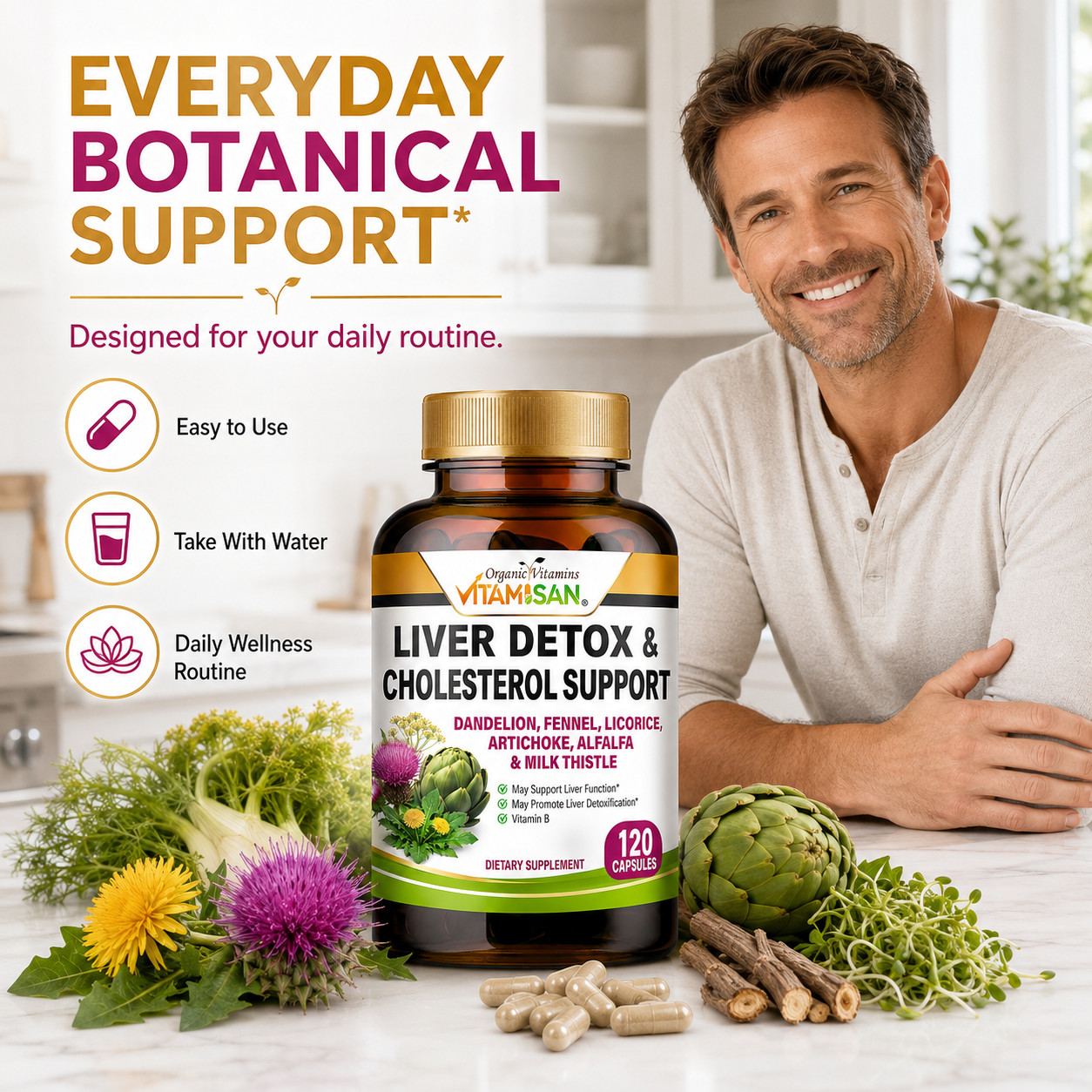 #1 Tablets liver clean health support fat naturals detox cleanse 120 cap