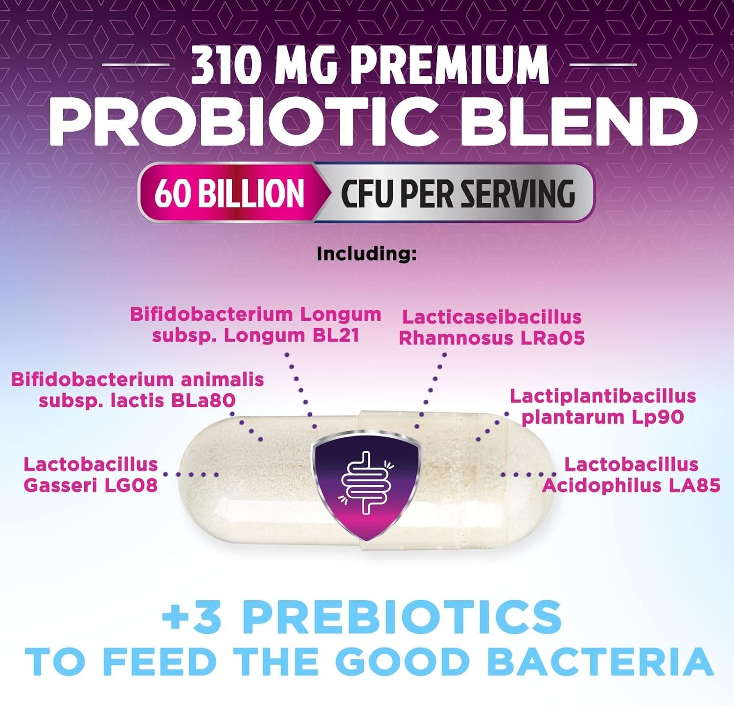 60 Billion CFU Probiotics for Gas, Bloating Relief