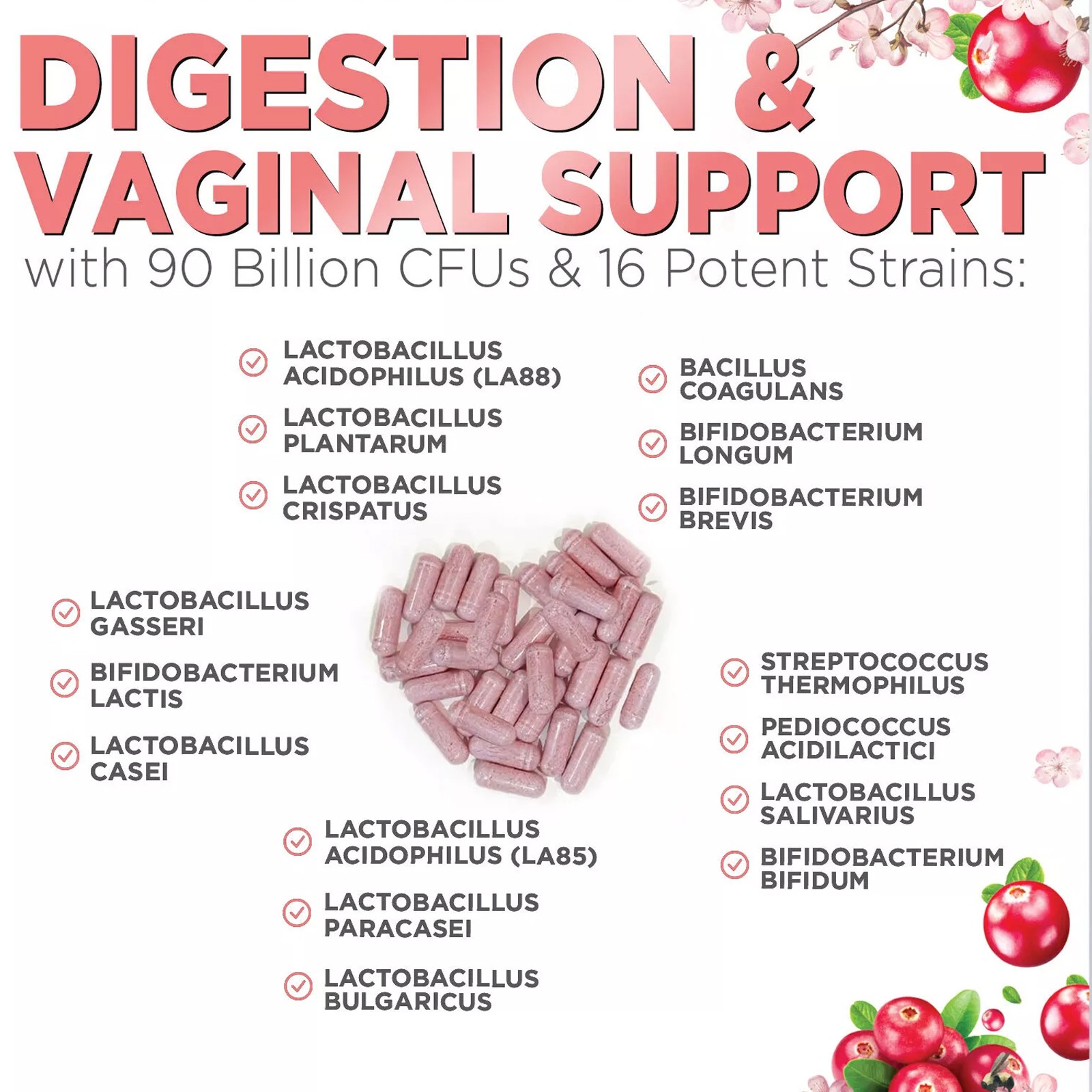 Probiotics designed for Women with Prebiotics 90Billion CFU&16 Diverse Strains
